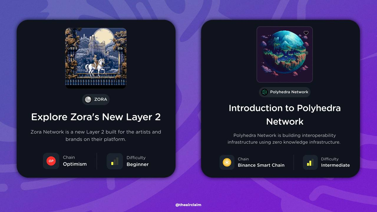 Новые квесты на Layer3 от Zora и Polyhedra — Teletype