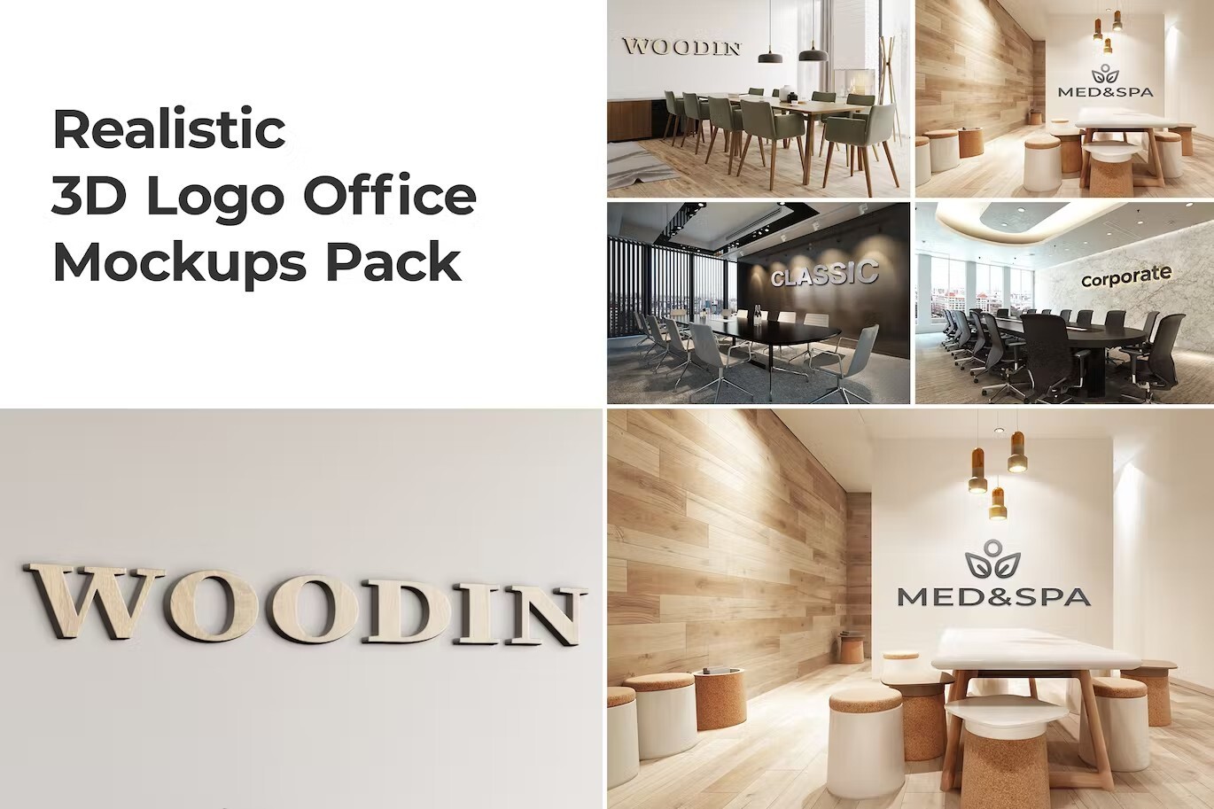 3D Logo Office Mockups Pack — Teletype