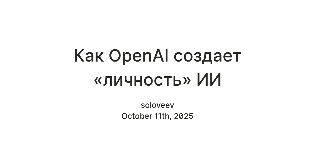 Как OpenAI создает «личность» ИИ — Teletype