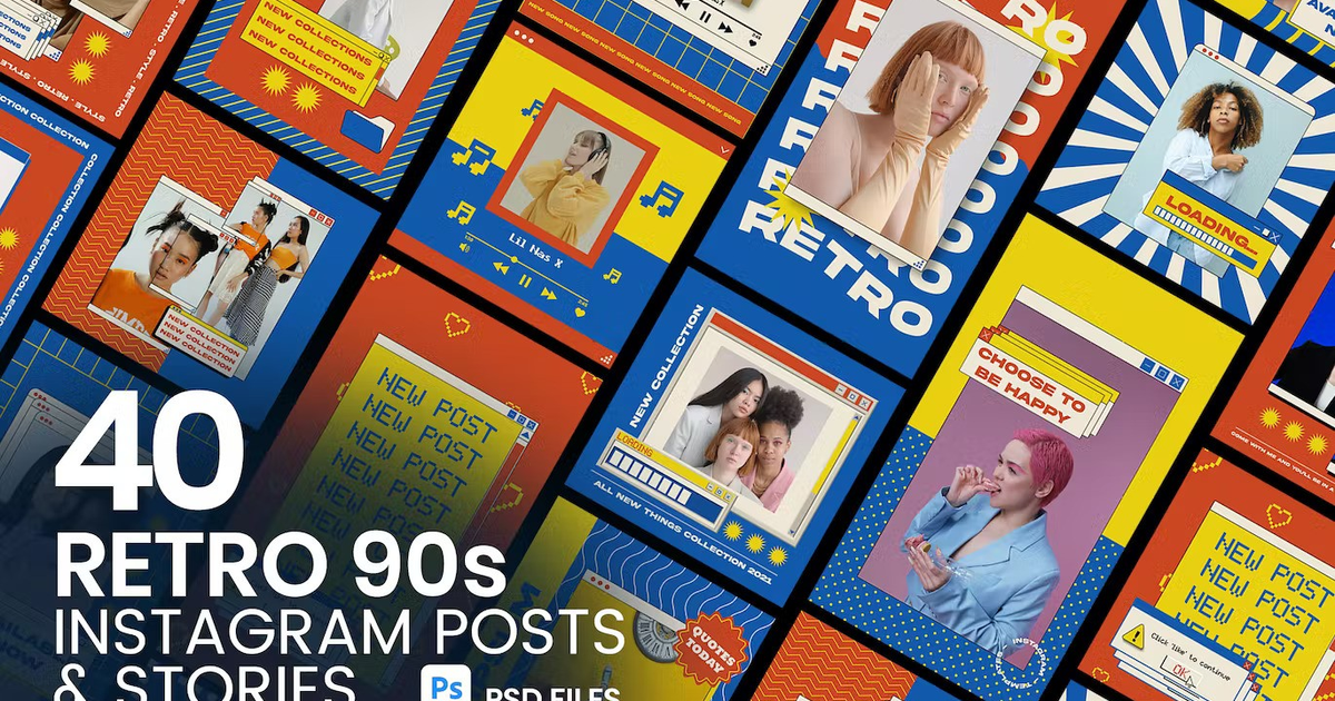 Retro 90s Instagram Posts & Stories — Teletype