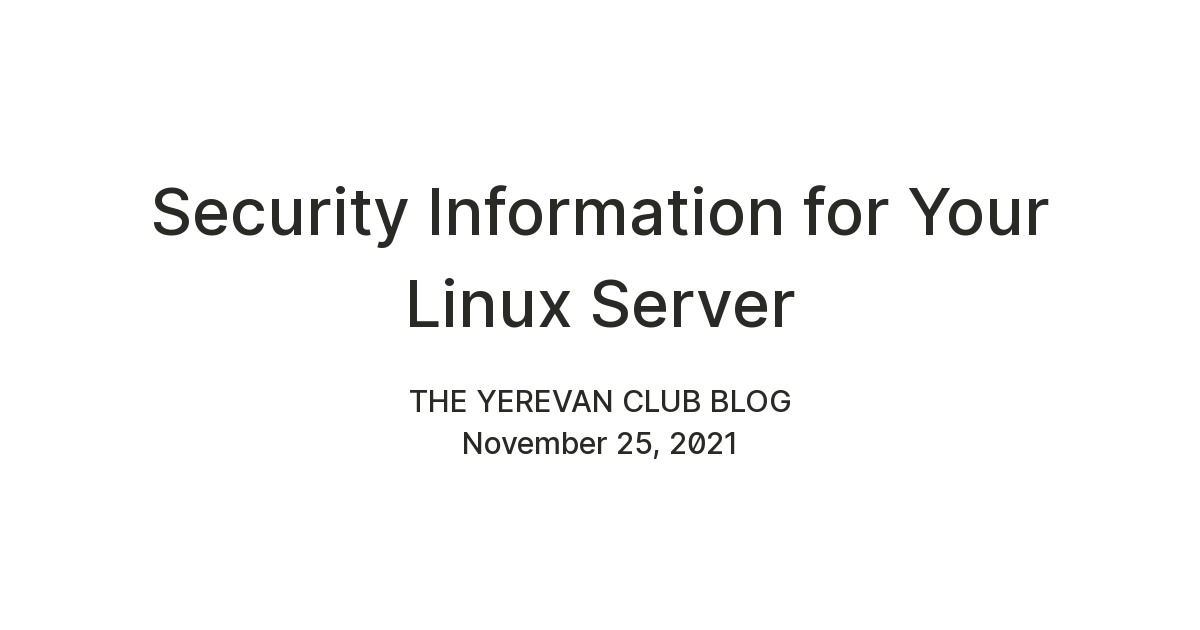 Security Information for Your Linux Server — Teletype