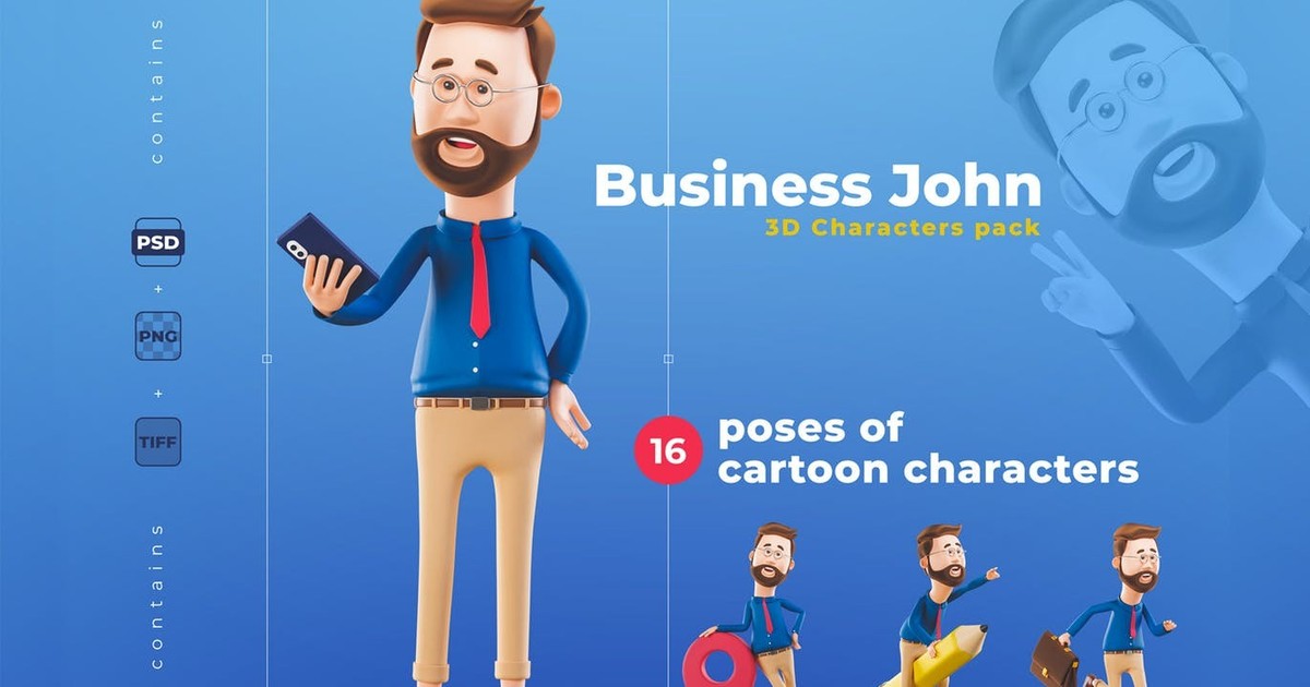 3D Business Characters Set — Teletype