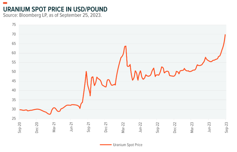 Рост цен на уран из-за рисков поставок. Global X ETFs